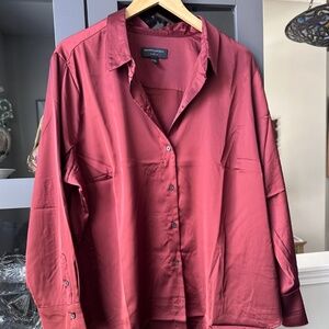 BANANA REPUBLIC FACTORY - Classic Fit Blouse - Burgundy - XXL - New WOT